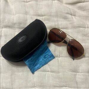 Costa Gold Aviator Sunglasses with Black Case